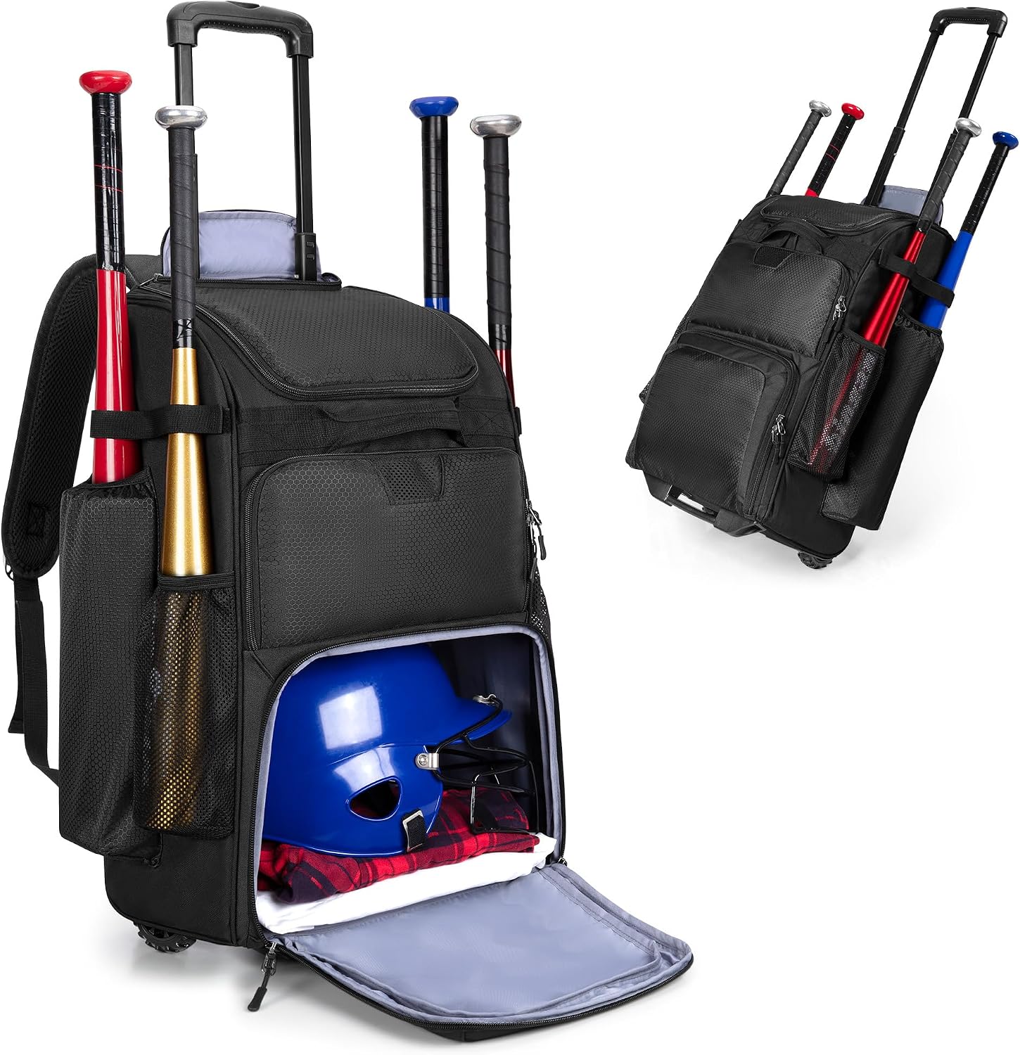 Sports Equipment Bag - 바퀴 달린 롤링 야구 배낭, 헤비