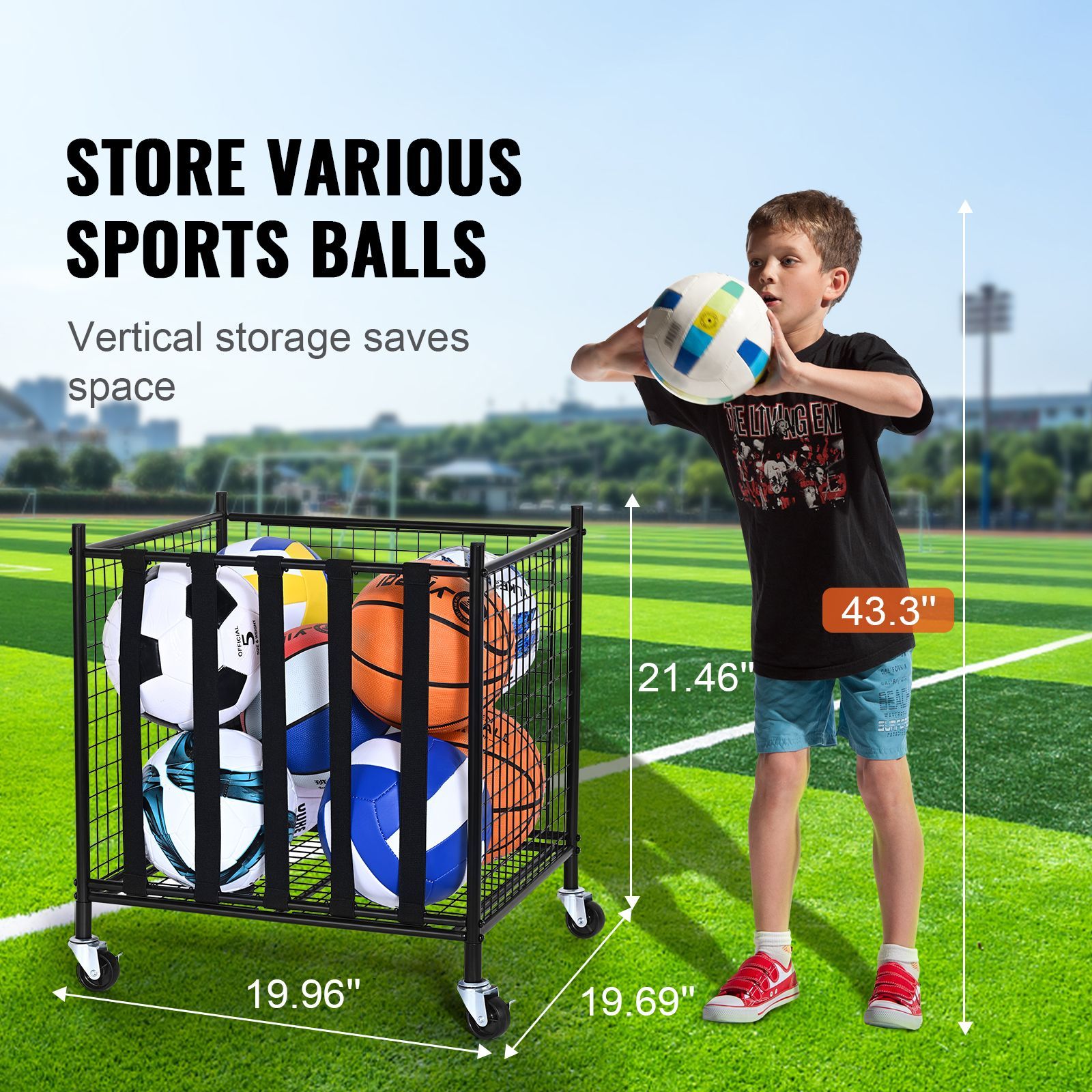롤링 스포츠 공 보관 카트, 탄성 스트랩이 있는 잠금식 - Sports Equipment For Schools 리뷰 및 가격