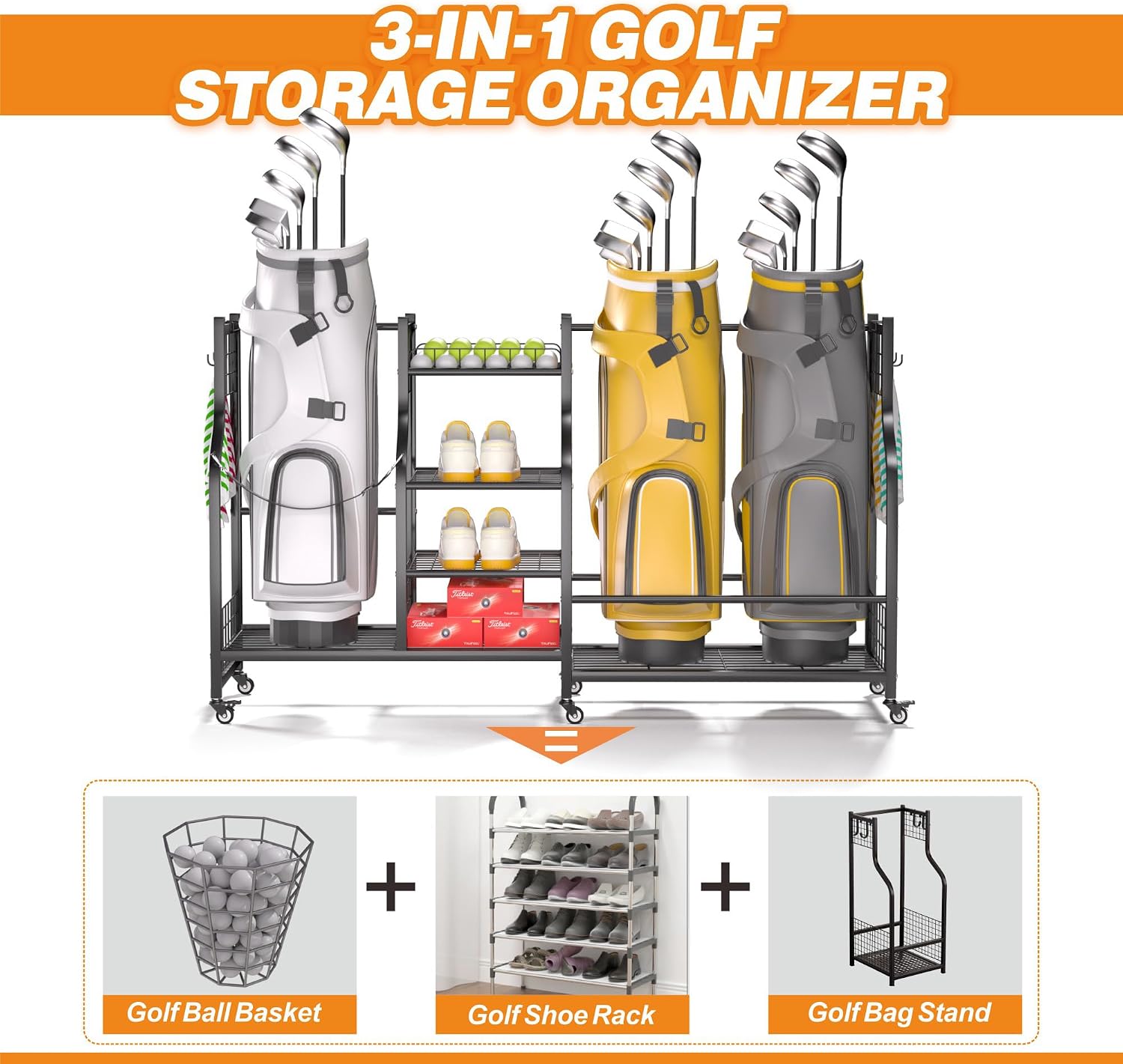 골프백 보관 랙 정리대, 헤비듀티 골프백 홀더 스탠드, - Sports Equipment Rack 리뷰 및 가격