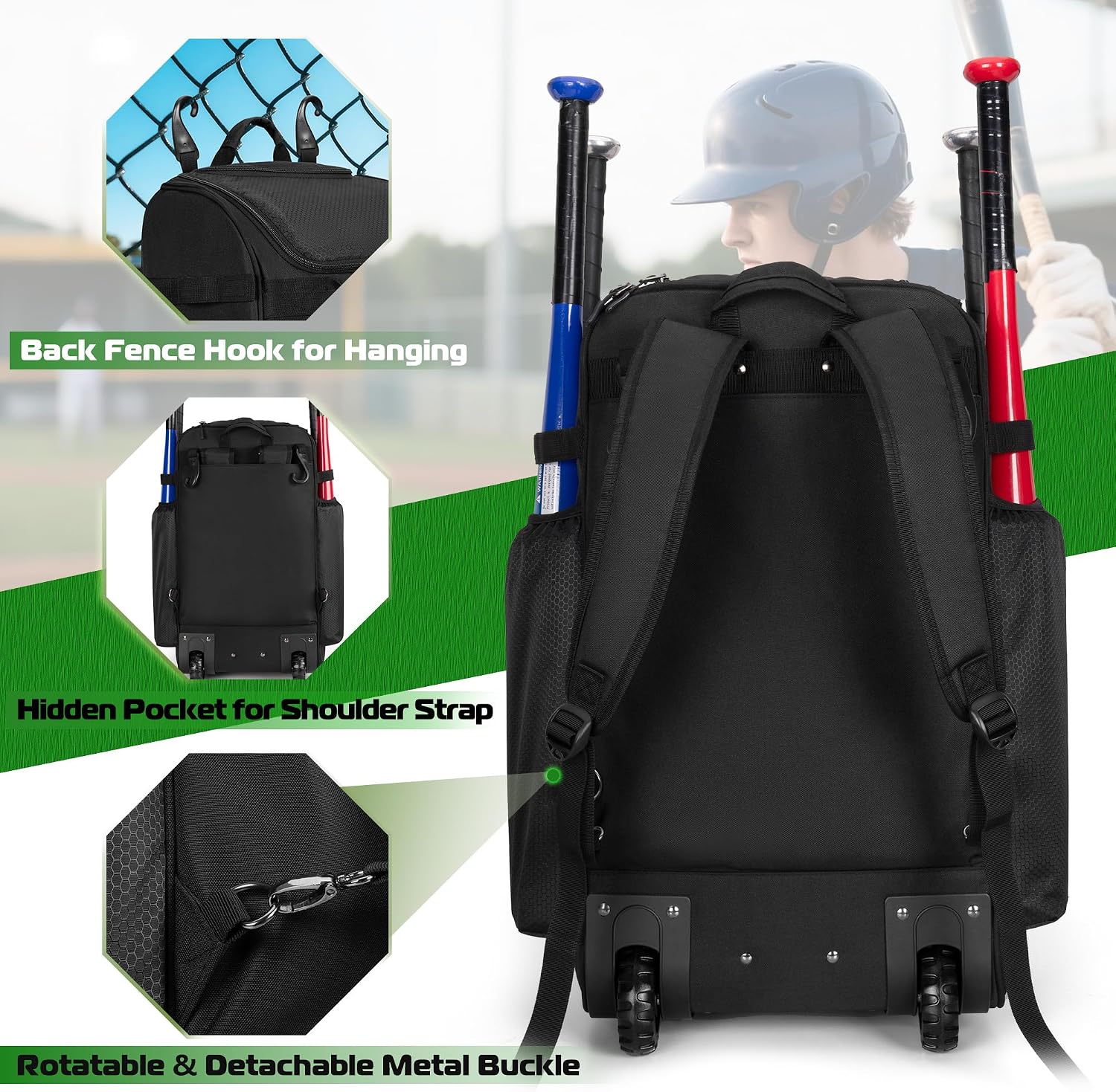 바퀴 달린 롤링 야구 배낭, 헤비 듀티 소프트볼 장비  - Sports Equipment Bag 리뷰 및 가격